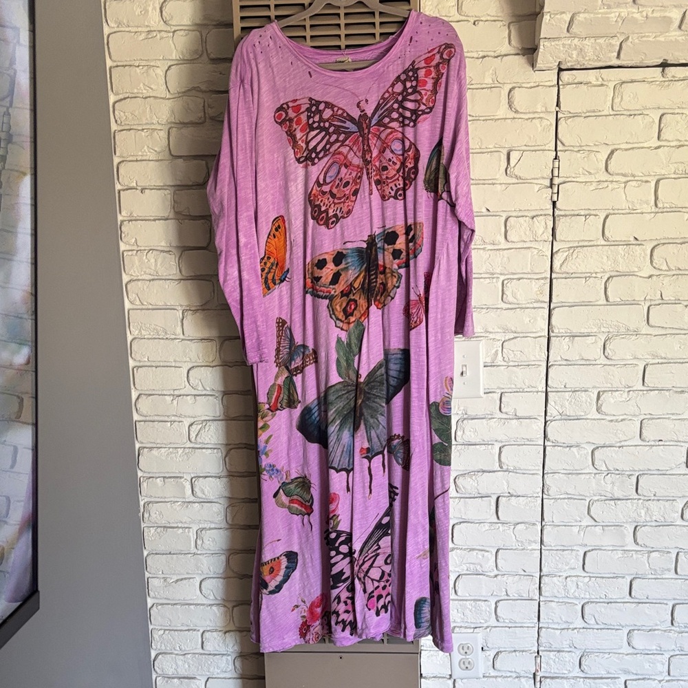 Magnolia Pearl Lavender Maxi Dress with Multicolor Butterfly Print